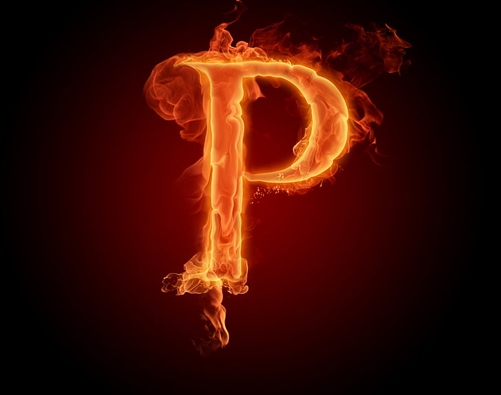fiammeggiante lettera P sfondo digitale, fuoco, fiamma, lettera, alfabeto, Litera, Sfondo HD