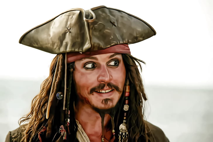 Captain, Johnny Depp, Pirate, Jack Sparrow, Pirates of the Caribbean, Fan art, HD wallpaper