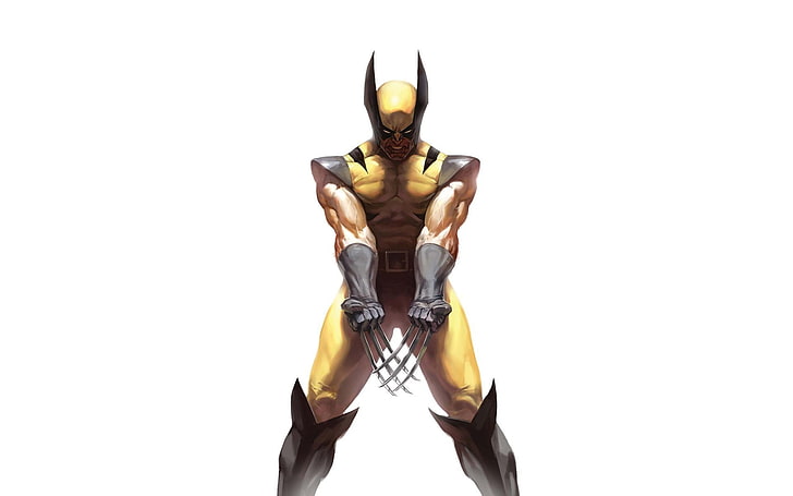 Wallpaper X-Men Wolverine, Wolverine, Marvel Comics, karya seni, komik, latar belakang sederhana, Wallpaper HD