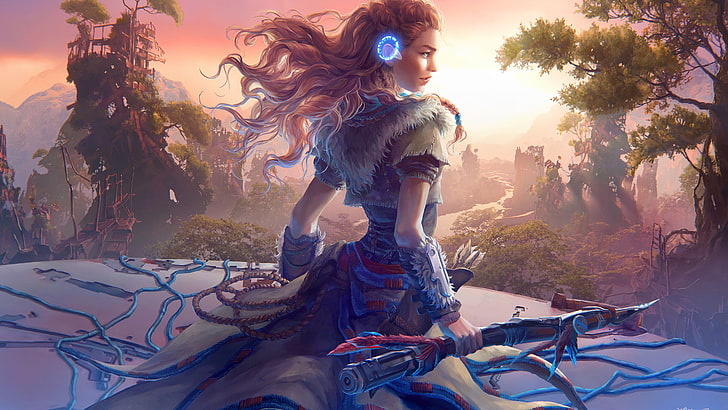 artwork, women, fantasy art, video games, Horizon: Zero Dawn, Aloy (Horizon: Zero Dawn), HD wallpaper