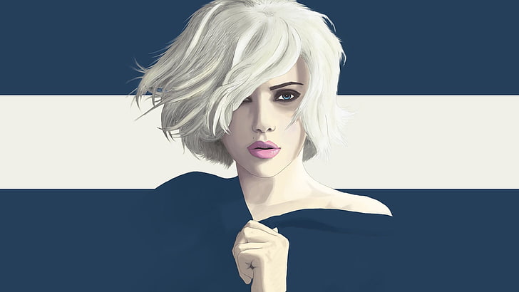 female character digital wallpaper, vector, Vexel, Yuschav Arly, Scarlett Johansson, portrait, juicy lips, HD wallpaper