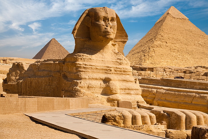 Sphinx, Egypt, sphynx, pyramid, Egypt, old building, HD wallpaper