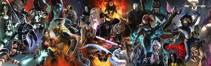 różne ilustracje Marvela, X-Men, kolaż, Tapety HD