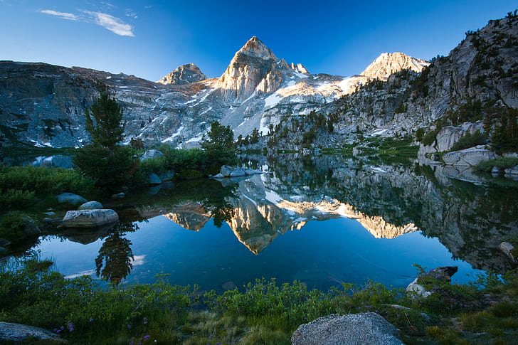 montañas, lago, reflejo, agua, árboles, naturaleza, paisaje, Fondo de pantalla HD