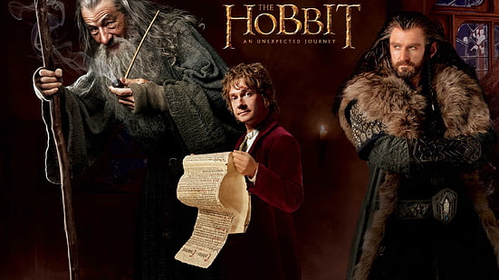 El hobbit: un viaje inesperado, películas, Bilbo Baggins, Gandalf, Thorin Oakenshield, Fondo de pantalla HD HD wallpaper