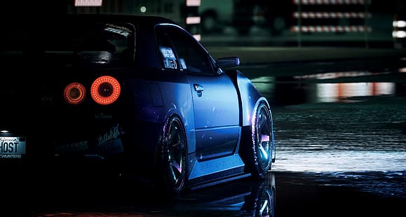 NFS 2015, Need for Speed, Nissan, Nissan Skyline GT-R R34, 파란색 자동차, HD 배경 화면 HD wallpaper