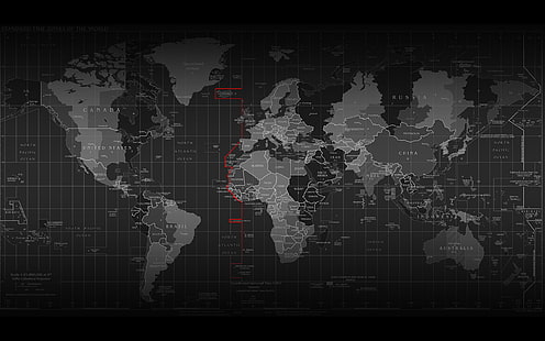 gray and black world map, map, time zones, infographics, time, world, HD wallpaper HD wallpaper