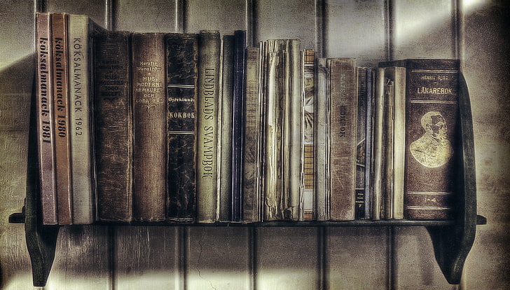 assorted title book lot, wall, Board, books, treatment, shelf, HD wallpaper