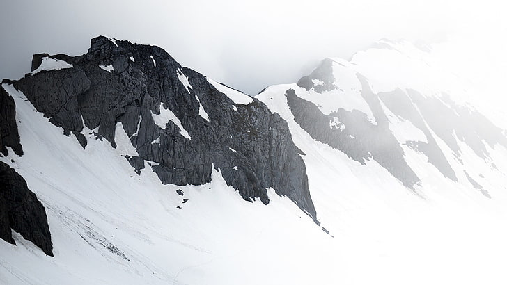 gunung yang tertutup salju, pemandangan, pegunungan, salju, Wallpaper HD