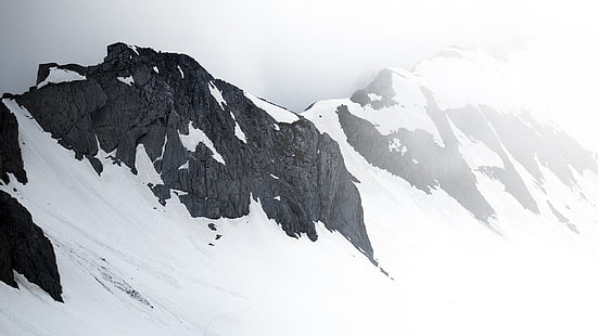 눈 덮힌 산, 풍경, 산, 눈, HD 배경 화면 HD wallpaper