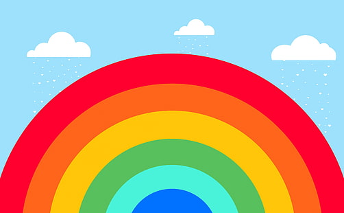 Arcobaleno, carino, vettore, arcobaleno, amore, colori, nuvole, vivido, felicità, cartone animato, Sfondo HD HD wallpaper