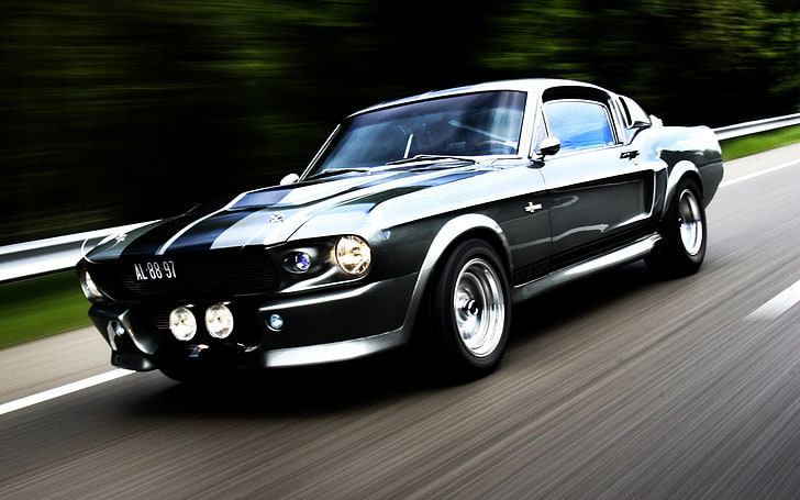 gray and black coupe, road, strip, tuning, Mustang, Ford, GT500, Eleanor, the front, Muscle car, гт500, HD wallpaper
