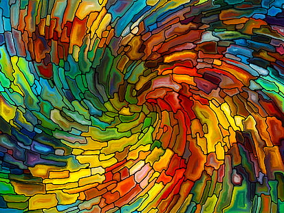 illustrazione astratta multicolore, mosaico, astrazione, vetrate, colorato, Sfondo HD HD wallpaper