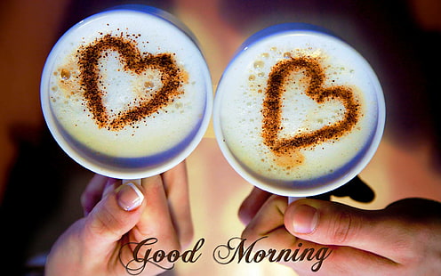 Romantique Love Cups Hearts Good Morning Love Hd Wallpapers 2560 × 1600, Fond d'écran HD HD wallpaper