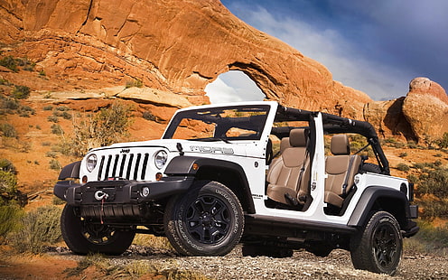 weißer und schwarzer Jeep Wrangler SUV, Jeep, Geländewagen, amerikanisches Auto, HD-Hintergrundbild HD wallpaper