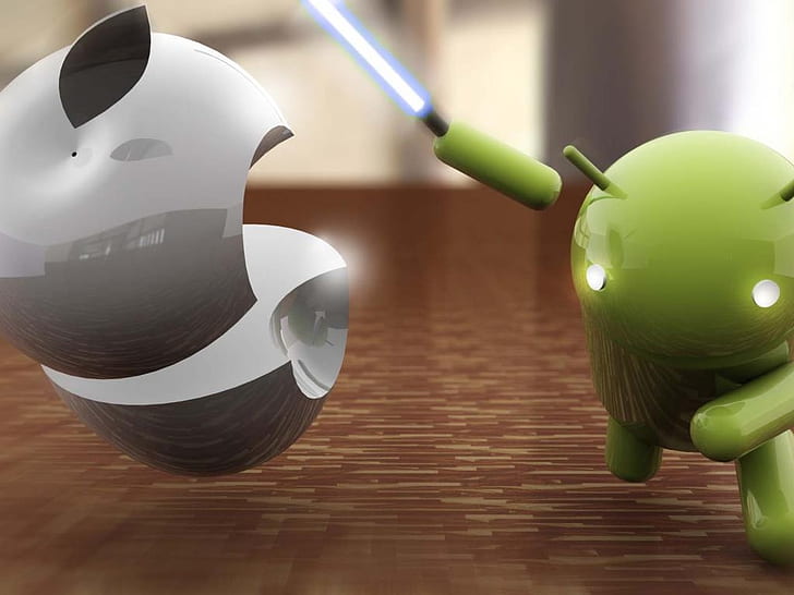 3d android vs apple more of this set please dumping 1024x768  Technology Apple HD Art, HD wallpaper