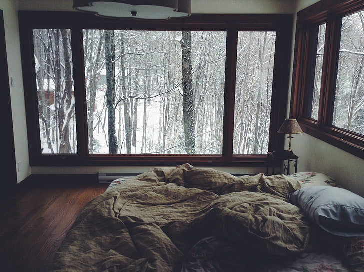 ベッド、冬、雪、 HDデスクトップの壁紙