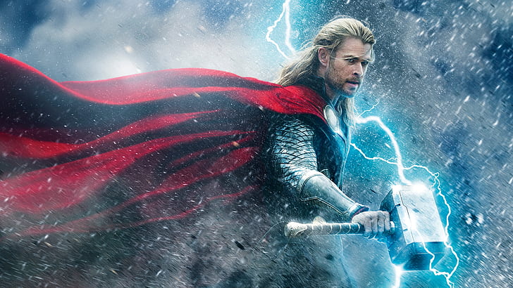 Thor, Thor 2: The Dark World, Thor: Ragnarok, Avengers Endgame, Avengers: Infinity war, Avengers: Age of Ultron, ciencia ficción, personajes de películas, Mjolnir, lightning, Fondo de pantalla HD
