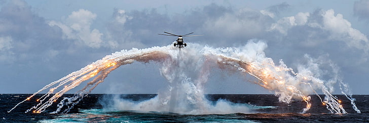 бял хеликоптер, военен, самолет, военен самолет, Sikorsky CH-124 Sea King, хеликоптери, HD тапет