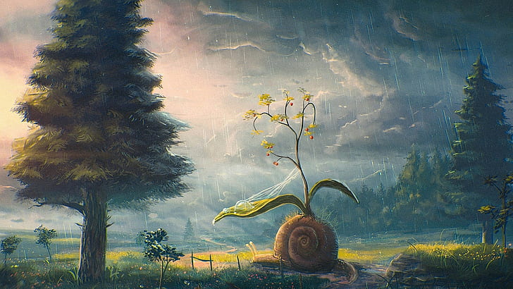 rain, fantasy art, landscape, nature, Sylar, sky, HD wallpaper