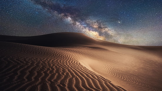 الطبيعة ، المناظر الطبيعية ، الرمال ، الصحراء ، صحراء جوبي ، منغوليا ، الصين ، النجوم ، الليل، خلفية HD HD wallpaper