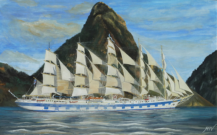 Royal Clipper And Petit Piton Of St. Lucia 9r9767, HD wallpaper