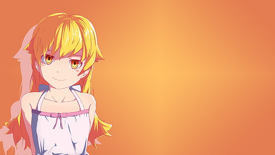 żółtowłosa dziewczyna postać z anime, Monogatari Series, Oshino Shinobu, anime, anime girls, proste tło, gradient, Tapety HD HD wallpaper