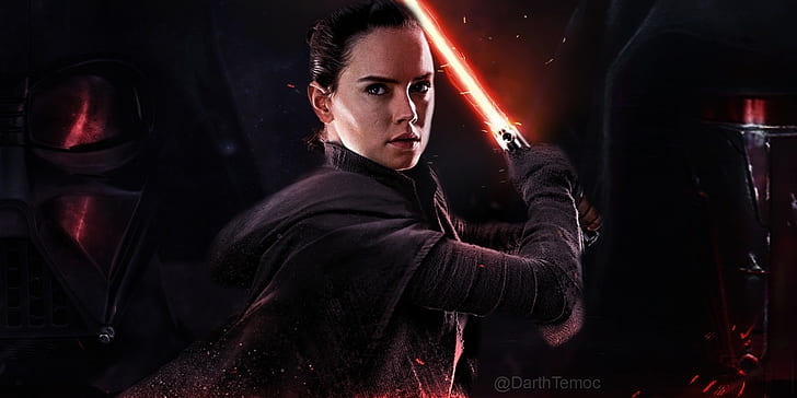 Daisy Ridley, Dark Revan, Dark Vador, Rey (de Star Wars), Star Wars: The Last Jedi, Fond d'écran HD