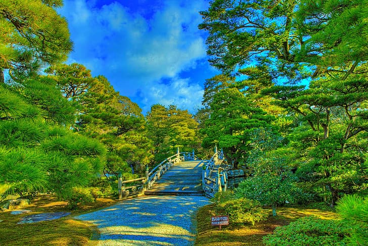 Taman, foto, HDR, Jepang, Kyoto, taman Istana Kekaisaran, Wallpaper HD
