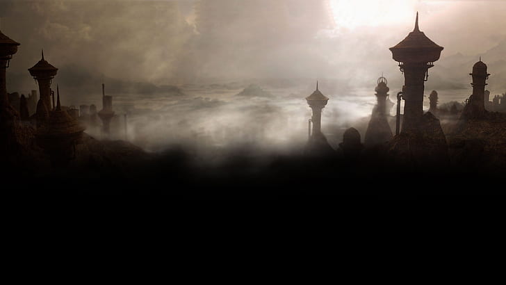 Городские пейзажи туман Фэнтези-арт The Elder Scrolls III Morrowind Природа Городские пейзажи HD Art, туман, Фэнтези-арт, городские пейзажи, The Elder Scrolls III: Morrowind, HD обои