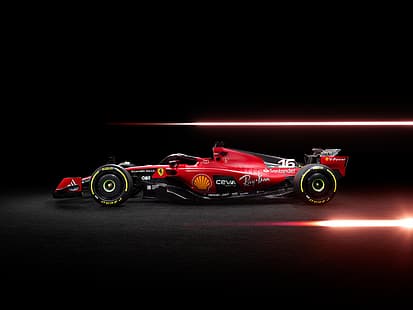 フォーミュラ 1, フォーミュラカー, フェラーリ, フェラーリ F1, フェラーリ フォーミュラ 1, フェラーリ SF23, 車, 車両, モータースポーツ, 暗い背景, 赤い車、 HDデスクトップの壁紙 HD wallpaper
