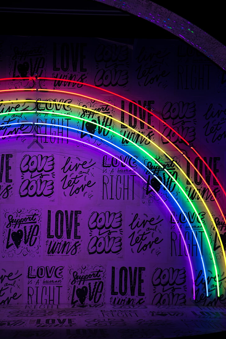 Neón, letras, arcoiris, pared, luces, Fondo de pantalla HD | Wallpaperbetter