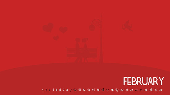 February Calendar, Couple, HD, HD wallpaper HD wallpaper