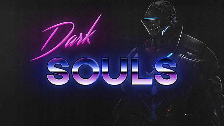 Dark Souls wallpaper, digital art, artwork, Dark Souls, video games, Dark Souls III, armour, neon, HD wallpaper