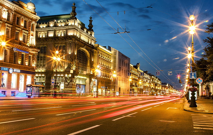 通り、ピーター、サンクトペテルブルク、ロシア、SPb、サンクトペテルブルク、ネフスキー大通り、 HDデスクトップの壁紙