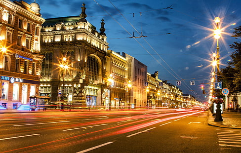 通り、ピーター、サンクトペテルブルク、ロシア、SPb、サンクトペテルブルク、ネフスキー大通り、 HDデスクトップの壁紙 HD wallpaper