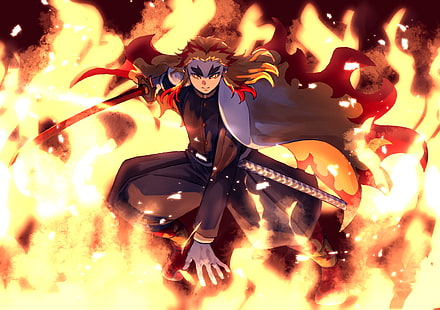 Anime, Demon Slayer: Kimetsu no Yaiba, Kyojuro Rengoku, วอลล์เปเปอร์ HD HD wallpaper