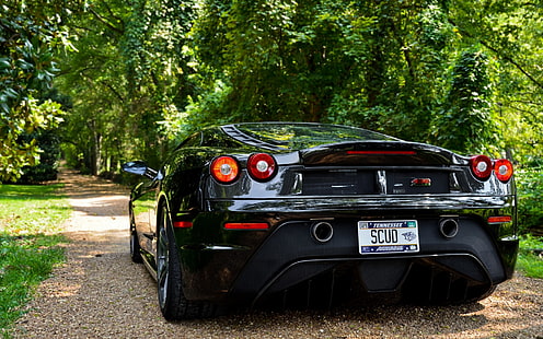 coche deportivo negro, Ferrari, coche, Ferrari F430, vehículo, coches negros, Super Car, Fondo de pantalla HD HD wallpaper
