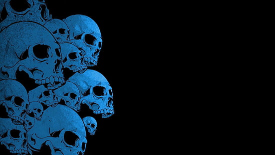 white skulls print with black background, skull, HD wallpaper HD wallpaper