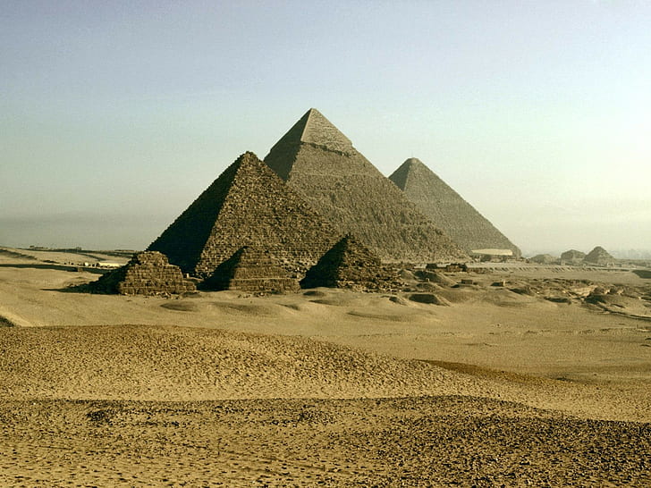 pyramid, Pyramids of Giza, ancient, Egypt, desert, monument, HD wallpaper