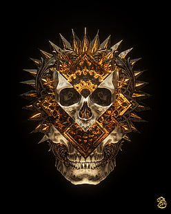 billelis, mrok, religia, śmierć, czaszka, złoto, Tapety HD HD wallpaper