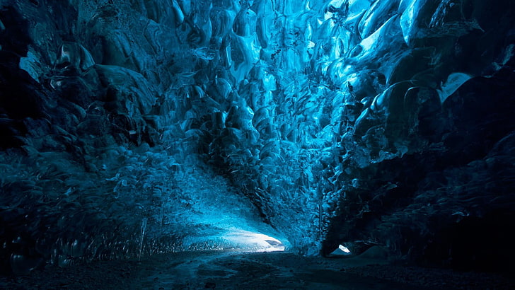 пещера, голубая пещера, природа, ледяная пещера, HD обои