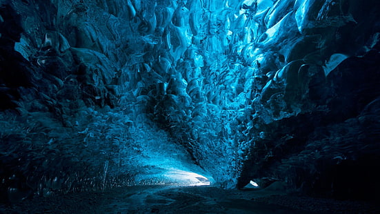 пещера, голубая пещера, природа, ледяная пещера, HD обои HD wallpaper
