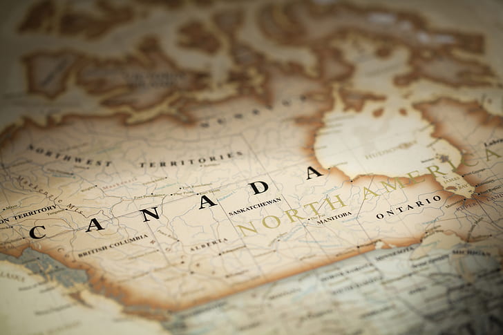 خريطة كندا العتيقة ورقة، خلفية HD