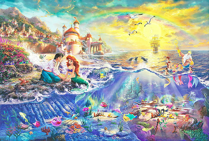 Little Mermaid 2 Disney Ariel And Fish Digital Wallpaper Cartoons Fish Hd Wallpaper Wallpaperbetter