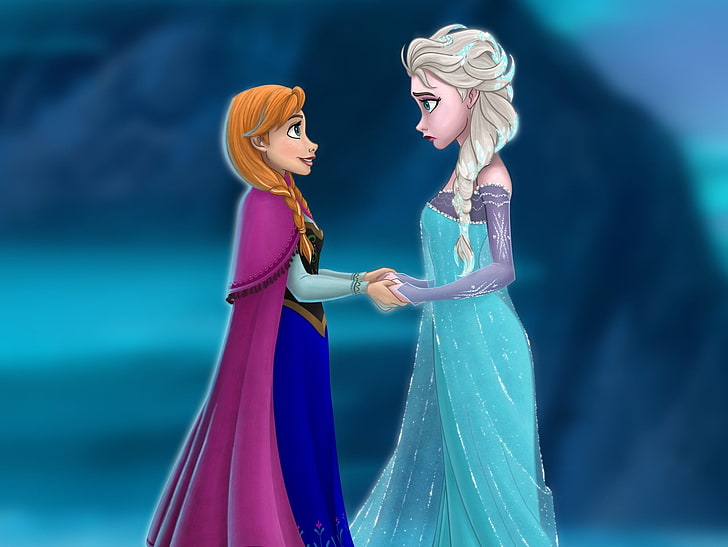 Disney Frozen Queen Elsa and Princess Anna wallpaper, Frozen, Disney, sisters, Anna, dresses, Elsa, Cold Heart, HD wallpaper