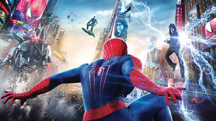 Film z 2014 roku, Niesamowity Spider-Man 2, niesamowita ilustracja spidermana, 2014, Film, Niesamowity, Spider-Man, Człowiek, Tapety HD
