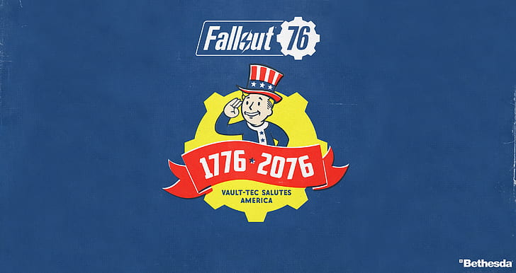 Fallout, Bethesda Softworks, Bethesda, Bethesda Game Studios, Vault Boy, Fallout 76, Vault-TEC, Vault Tec, Vault-Boy, Boltyboy, 300 Years, 1776-2076, HD wallpaper