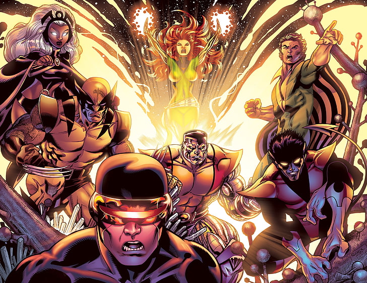 Marvel X-Men wallpaper, storm, X-Men, wolverine, colossus, cyclops, nightcrawler, fenix, HD wallpaper