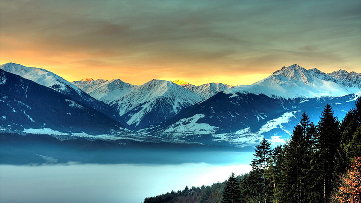gunung yang tertutup salju, pemandangan, alam, pegunungan, Wallpaper HD